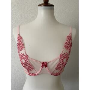 Adore Me Bra Josephine Sheer Floral Embroidered Intimates Pink